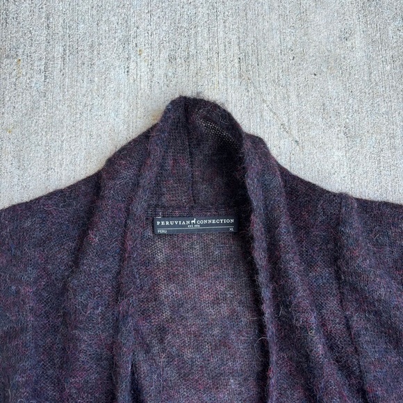 Peruvian Connection Women's Purple Baby Alpaca Sweater Cardigan - Picture 2 of 9